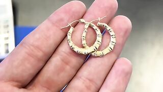Real Gold Bamboo Hoop Earrings by Ijaz Jewelers