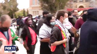 Pro-Israel protesters make their way to UCLA for pro-Palestine demonstrations