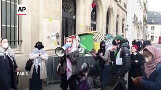Student protesters at prestigious Sciences Po university stage demonstration in support of Palestini.