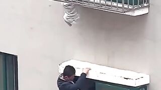 A baby boy in danger