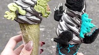 Godzilla vs. the prehistoric Tyrannosaurus Rex, who would win #ice cream #Godzilla #who understands how good this bite is