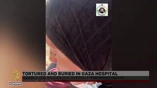 At least 300 bodies have been recovered from_ Mass graves on hospital grounds in Khan Younis.