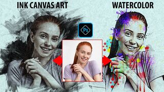 WATERCOLOR and INK CANVAS ART Photoshop Actions Free Download