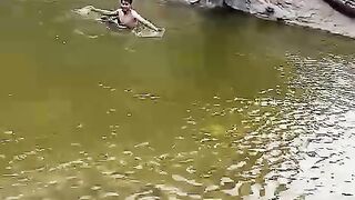 Enjoying swimming