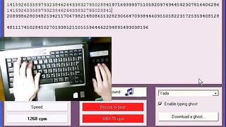 Japanese fast typer "Yada" manages to get 200 digits of PI in 11.2 seconds with 1072.19 cpm