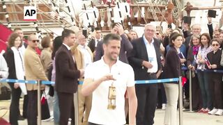 Lantern carrying 2024 Olympic flame sets sail from Greece for France.