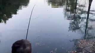 Catching his first fish