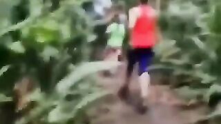 Family walks through the jungle and gets a surprise!
