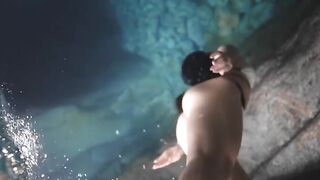 Clear water, picturesque beauty, beautiful woman's body.