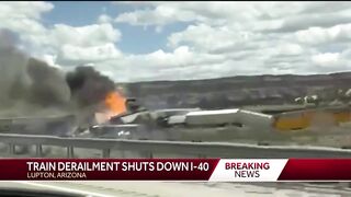 Gasoline and propane burn following train derailment near Gallup, New Mexico