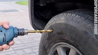 Changing a tire with over 100 rolls of duct tape