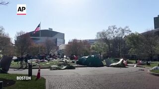 Police clear Northeastern University encampment as students protest Israel-Hamas war.