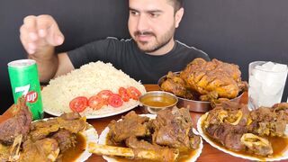 ASMR EATING SPICY WHOLE CHICKEN CURRY+SPICY MUTTON CURRY+WHITE RICE+GREEN CHILLI __ MUKBANG