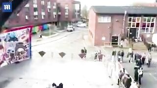Terrifying moment fairground ride falls apart while in mid-air