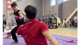 Chinese wushu practice using a spear!