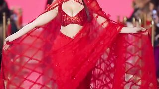 Nora Fateh catwalk in red dress