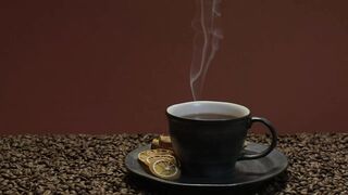Demonstration video of a steaming cup of coffee