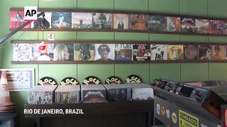 Vinyl record sales surpass CDs and DVDs for the first time in decades in Brazil.