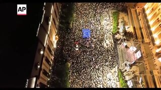 Georgians protest in Tbilisi over 'foreign agent' bill.
