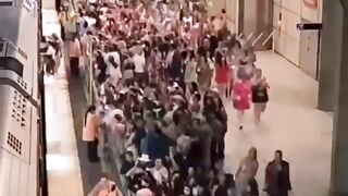 People boarding trains in Sydney after a Taylor Swift concert