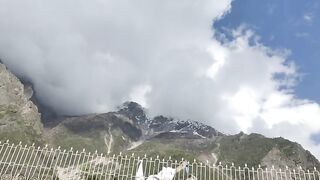 Foggy mountain with clouds