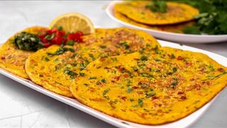 Indian Chickpea Pancakes with Vegetables - Besan Chilla Recipe Vegan