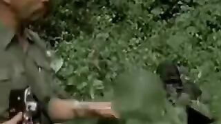 Gorilla charges at man holding his kid