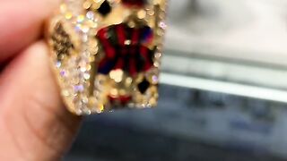 Real Gold & Cubic Zirconia Men's King of Spade Ring