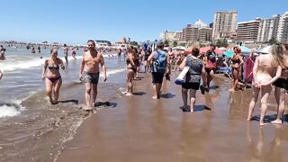 MAR DEL PLATA Beach Sunny Day Argentina. Holiday enjoyed fresh life with beach summer.