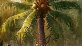Cutting fragrant coconut _fruit _tree