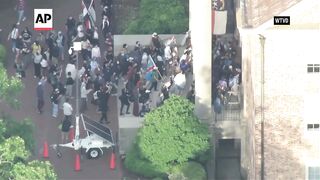 University of North Carolina students take part in a pro-Palestinian protest.