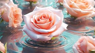 "Digital Bloom: AI Rose Drifting on Water"
