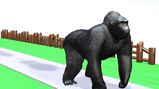 Paint and animals gorilla, Elephant, Duck Cartoon, Lion, Cow Fountain Crossing Wild Animals Game