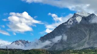 Nature view of mountain||Greenery around|with blue sky covered by clouds|Skardu Baltistan ????????