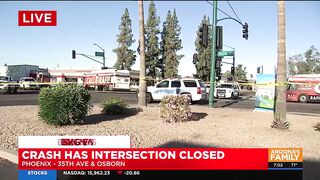 Crash involving city bus closes west Phoenix intersection