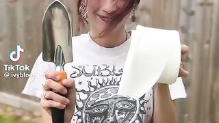 This girl makes all her guests use the bathroom outside in the backyard!
