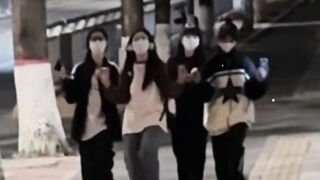 College students on the roadside