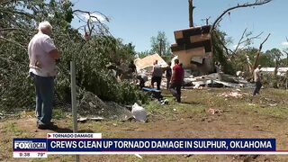 Crews clean up tornado damage in Sulphur, Oklahoma
