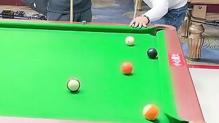 Funny man play pool game