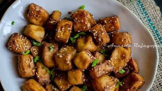 Air fryer crispy honey soy tofu