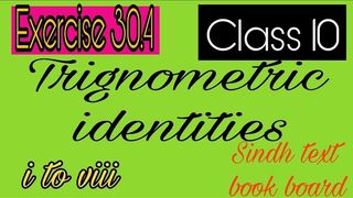 Exercise 30.4, class 10, trigonometry,Sindh text book board || SAFR Study