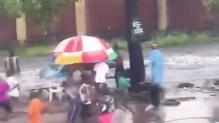 Heavy floor swipe a lady in a vehicle