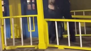 Man throws cop over railing and rips out taser prongs.  Happened in Amarillo TX.