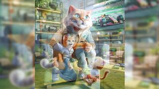 Cat funny and bear ahha