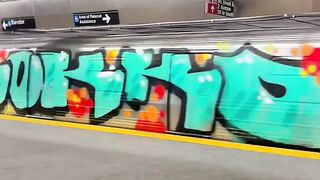 Someone tagged this whole Subway in NYC!