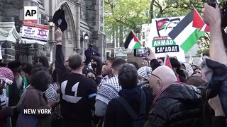 Pro-Palestinian protesters in New York City decry police, university responses.