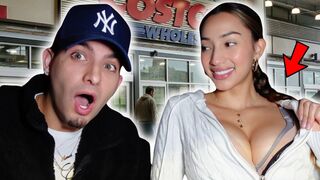 WEARING MULTIPLE PUSH UP BRAS IN PUBLIC TO SEE HOW HE REACTS!