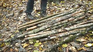 Building complete and warm J survival shelter | Bushcraft earth write a description