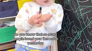 Little girl does an amazingly realistic lion roar  That is really her doing it. So cool!