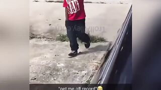 Kid comes by  Kid pulls out a gun out of his pocket